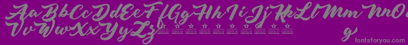 LivingColoursPersonalUse-fontti – harmaat kirjasimet violetilla taustalla