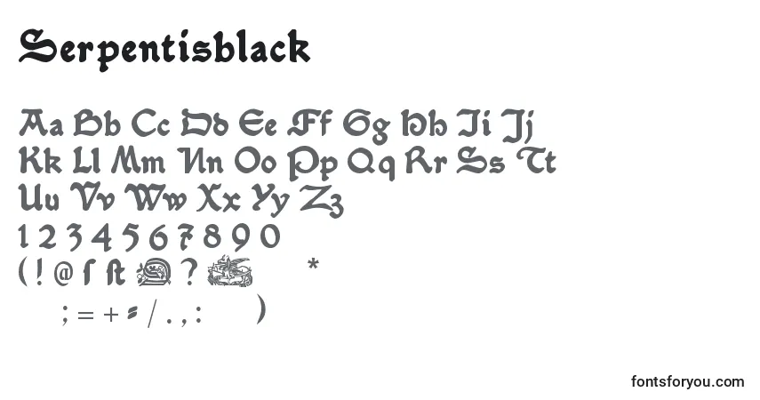 Schriftart Serpentisblack – Alphabet, Zahlen, spezielle Symbole