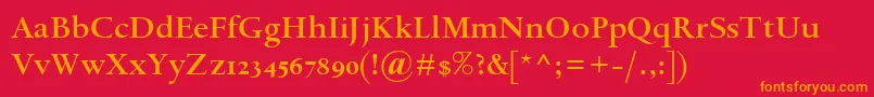 Fonte SpectrumMtOsfSemibold – fontes laranjas em um fundo vermelho