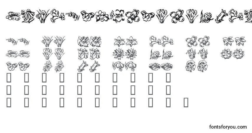 Шрифт KrBeautifulFlowers2 – алфавит, цифры, специальные символы