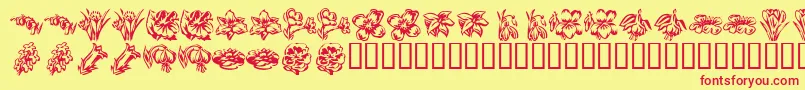 フォントKrBeautifulFlowers2 – 赤い文字の黄色い背景