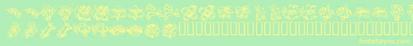 KrBeautifulFlowers2 Font – Yellow Fonts on Green Background