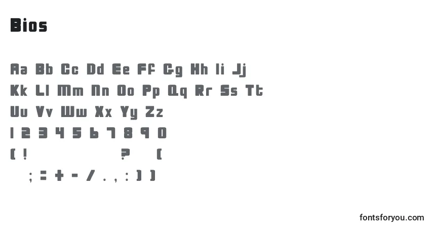 Fuente Bios - alfabeto, números, caracteres especiales