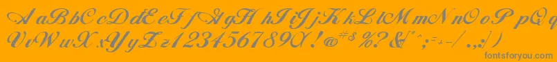 WhimsiscriptsskRegular-Schriftart – Graue Schriften auf orangefarbenem Hintergrund