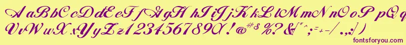 WhimsiscriptsskRegular Font – Purple Fonts on Yellow Background