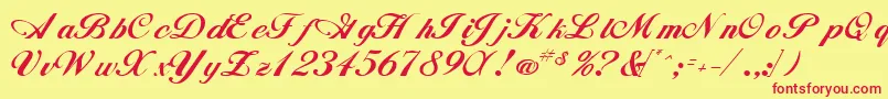 WhimsiscriptsskRegular Font – Red Fonts on Yellow Background