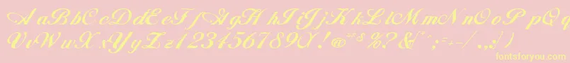 WhimsiscriptsskRegular-Schriftart – Gelbe Schriften auf rosa Hintergrund