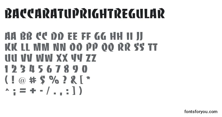 Schriftart BaccaratuprightRegular – Alphabet, Zahlen, spezielle Symbole