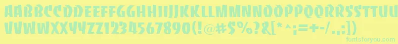 BaccaratuprightRegular Font – Green Fonts on Yellow Background