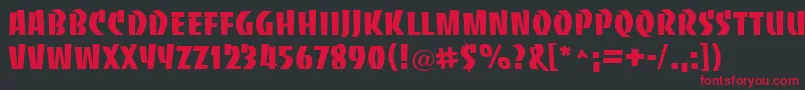 フォントBaccaratuprightRegular – 黒い背景に赤い文字