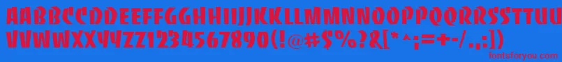 BaccaratuprightRegular Font – Red Fonts on Blue Background