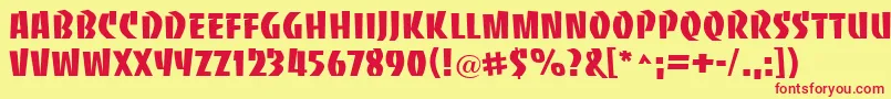 BaccaratuprightRegular Font – Red Fonts on Yellow Background