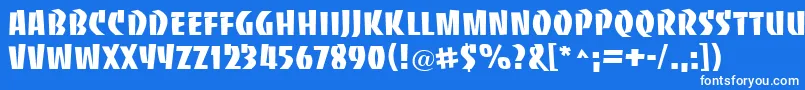 フォントBaccaratuprightRegular – 青い背景に白い文字