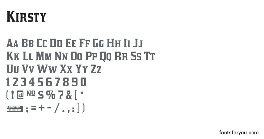 Шрифт Kirsty – алфавит, цифры, специальные символы
