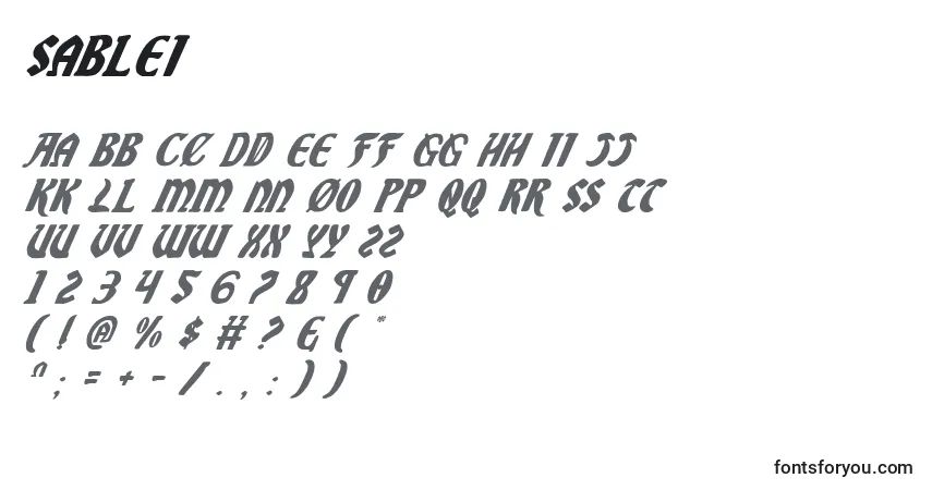 Schriftart Sablei – Alphabet, Zahlen, spezielle Symbole