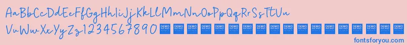 EasyGoingDemo-Schriftart – Blaue Schriften auf rosa Hintergrund