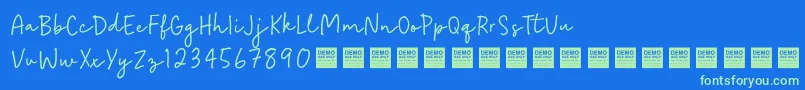 EasyGoingDemo-Schriftart – Grüne Schriften auf blauem Hintergrund