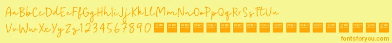 Шрифт EasyGoingDemo – оранжевые шрифты на жёлтом фоне