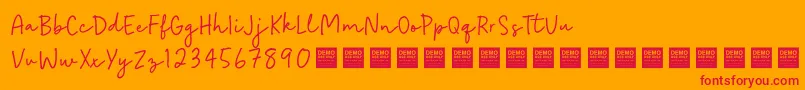 EasyGoingDemo-Schriftart – Rote Schriften auf orangefarbenem Hintergrund