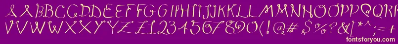 Fonte Loopings – fontes amarelas em um fundo roxo