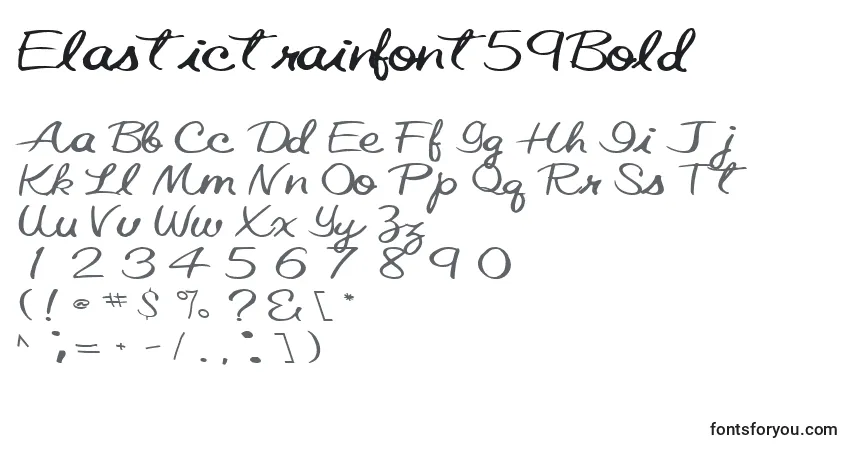 Czcionka Elastictrainfont59Bold – alfabet, cyfry, specjalne znaki