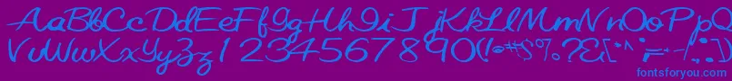 Czcionka Elastictrainfont59Bold – niebieskie czcionki na fioletowym tle
