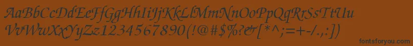 Подробнее о шрифте ChanceryScriptSsiItalic Шрифт ChanceryScriptSsiItalic – чёрные шрифты на коричневом фоне