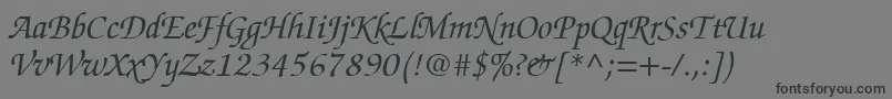フォントChanceryScriptSsiItalic – 黒い文字の灰色の背景