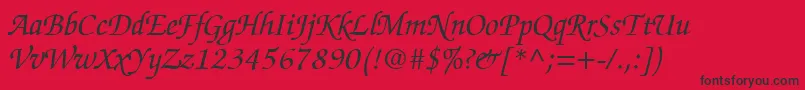 ChanceryScriptSsiItalic Font – Black Fonts on Red Background