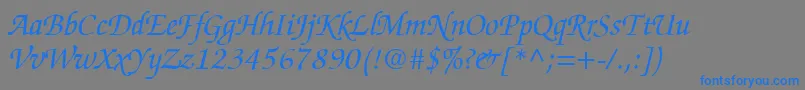 Fonte ChanceryScriptSsiItalic – fontes azuis em um fundo cinza