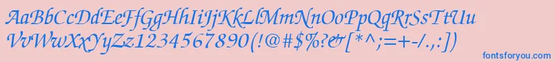 ChanceryScriptSsiItalic Font – Blue Fonts on Pink Background