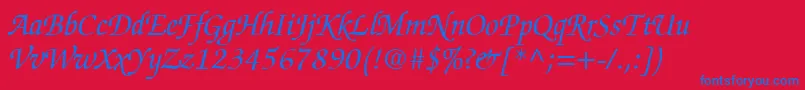 ChanceryScriptSsiItalic Font – Blue Fonts on Red Background