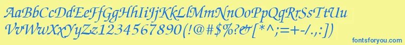 ChanceryScriptSsiItalic-fontti – siniset fontit keltaisella taustalla