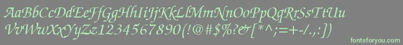 ChanceryScriptSsiItalic-Schriftart – Grüne Schriften auf grauem Hintergrund