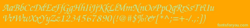 Шрифт ChanceryScriptSsiItalic – зелёные шрифты на оранжевом фоне