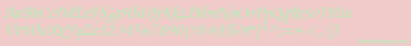 Weitere Informationen zur ChanceryScriptSsiItalic-Schriftart ChanceryScriptSsiItalic-Schriftart – Grüne Schriften auf rosa Hintergrund