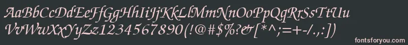 フォントChanceryScriptSsiItalic – 黒い背景にピンクのフォント