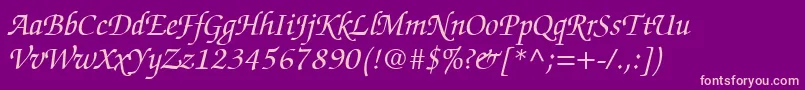 ChanceryScriptSsiItalic-fontti – vaaleanpunaiset fontit violetilla taustalla
