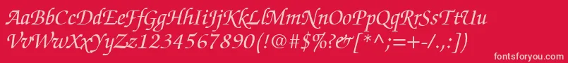 ChanceryScriptSsiItalic Font – Pink Fonts on Red Background