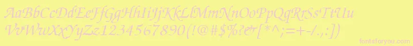 ChanceryScriptSsiItalic-fontti – vaaleanpunaiset fontit keltaisella taustalla