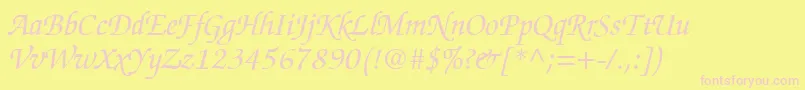 ChanceryScriptSsiItalic Font – Pink Fonts on Yellow Background