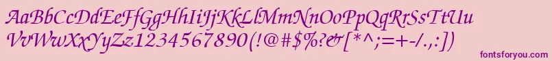 ChanceryScriptSsiItalic Font – Purple Fonts on Pink Background