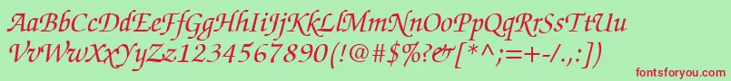 ChanceryScriptSsiItalic Font – Red Fonts on Green Background