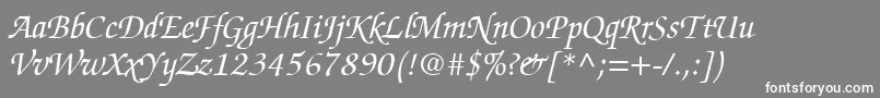 ChanceryScriptSsiItalic-Schriftart – Weiße Schriften auf grauem Hintergrund