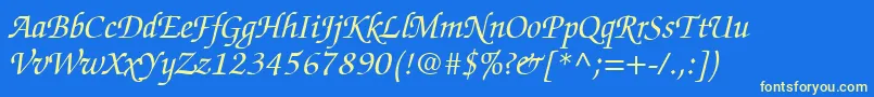 ChanceryScriptSsiItalic Font – Yellow Fonts on Blue Background