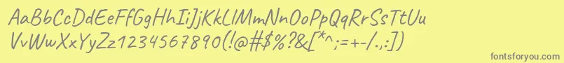 Fonte CaveatRegular – fontes cinzas em um fundo amarelo
