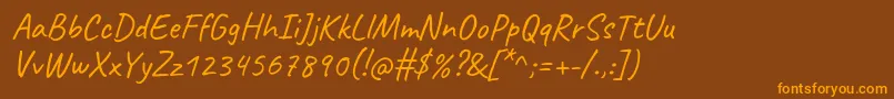 CaveatRegular Font – Orange Fonts on Brown Background