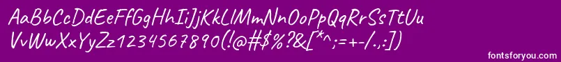 Fonte CaveatRegular – fontes brancas em um fundo violeta