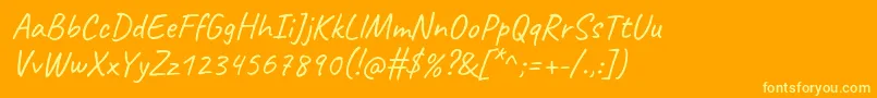 Fonte CaveatRegular – fontes amarelas em um fundo laranja