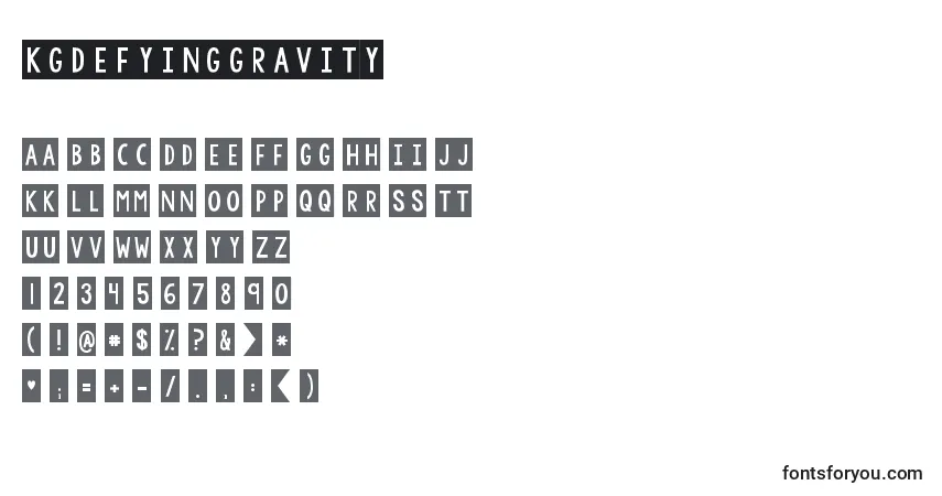 Schriftart Kgdefyinggravity – Alphabet, Zahlen, spezielle Symbole